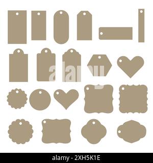 Blank advertising price stickers banner, promotion discount set. Label frame empty sale tag, cardboard template. Paper price tags for gift tags differ Stock Vector