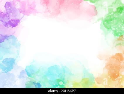 Abstract hand painted rainbow coloured watercolour border design Stock Vector