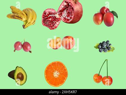 Advertising image of juicy fruits for the production of banners, billboards, booklets and flyers. Created with GIMP Stock Photo