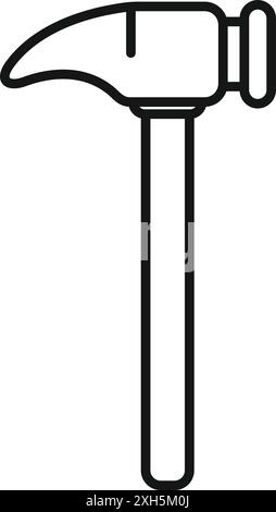 Simple line drawing of a claw hammer, a tool used for driving nails and removing them Stock Vector