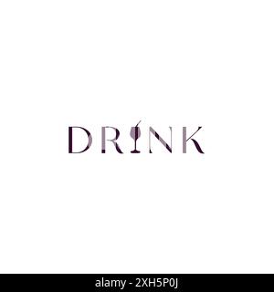 Drink Lettering Vector Logo Design. Drink Icon Stock Vector