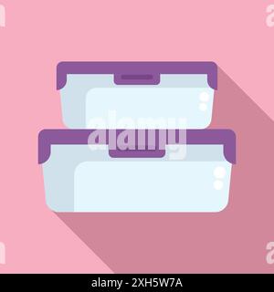 Two empty lunch boxes are stacked, ready for a tasty meal to be packed inside Stock Vector