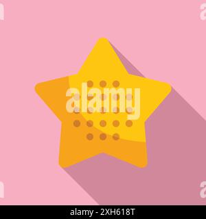 Simple yet eye catching golden star is shining brightly, casting a long shadow on a pink background Stock Vector