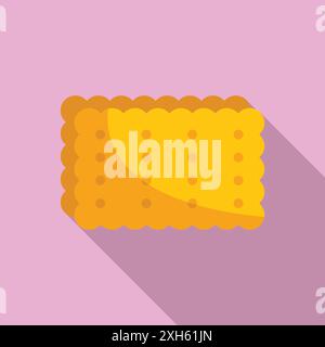 Square cracker isolated on background with long shadow Stock Vector