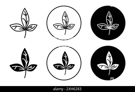 Basil icon Vector symbol or sign set collection in black and white outline Stock Vector