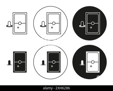 Air hockey icon Vector symbol or sign set collection in black and white outline Stock Vector