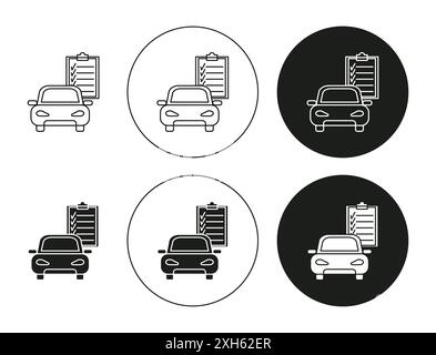 Car diagnostic icon Vector symbol or sign set collection in black and white outline Stock Vector