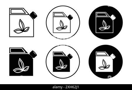 biofuel canister icon Vector symbol or sign set collection in black and white outline Stock Vector