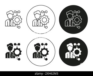 big data scientist icon Vector symbol or sign set collection in black and white outline Stock Vector