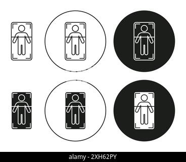 Body scan icon Vector symbol or sign set collection in black and white outline Stock Vector