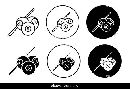 billiards icon Vector symbol or sign set collection in black and white outline Stock Vector