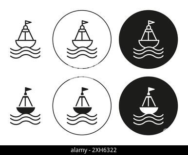 Buoy Icon Vector symbol or sign set collection in black and white outline Stock Vector