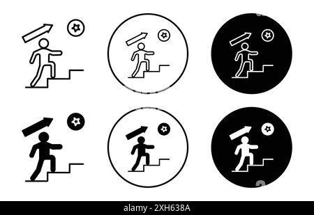 career ladder icon Vector symbol or sign set collection in black and white outline Stock Vector