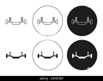 car anti roll bar icon Vector symbol or sign set collection in black and white outline Stock Vector