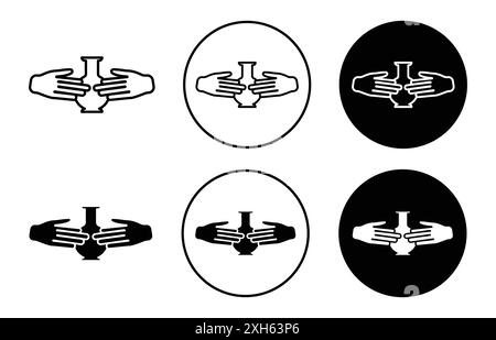 clay crafting icon Vector symbol or sign set collection in black and white outline Stock Vector
