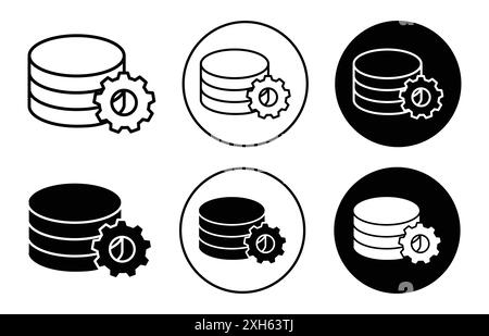 data base administrator icon Vector symbol or sign set collection in black and white outline Stock Vector