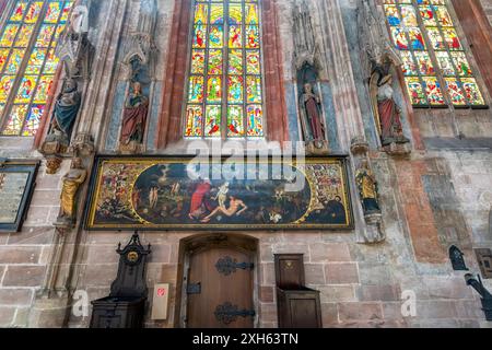 Adam and Eve, Nuremberg (Nürnberg) St. Sebaldus Church, Nuremberg, Germany. Stock Photo