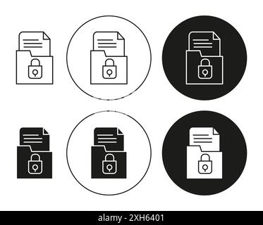 Confidential Project icon Vector symbol or sign set collection in black and white outline Stock Vector