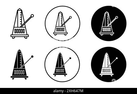 classic matronome icon Vector symbol or sign set collection in black and white outline Stock Vector