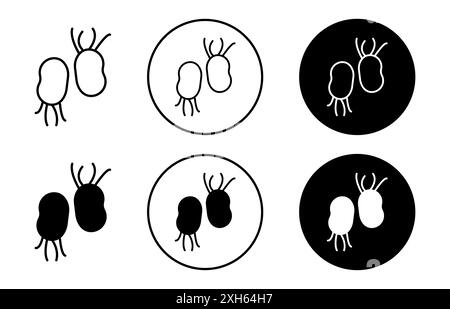 h.pyrlori bacterial infection icon Vector symbol or sign set collection in black and white outline Stock Vector