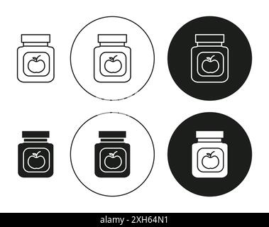 Jam icon Vector symbol or sign set collection in black and white outline Stock Vector