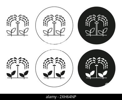 Irrigation icon Vector symbol or sign set collection in black and white outline Stock Vector