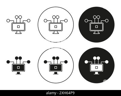 Ddos icon Vector symbol or sign set collection in black and white outline Stock Vector