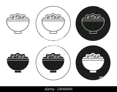 Granola icon Vector symbol or sign set collection in black and white outline Stock Vector
