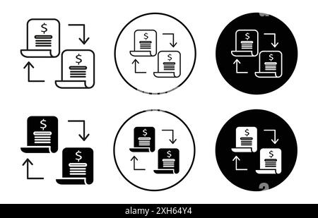 ledger icon Vector symbol or sign set collection in black and white outline Stock Vector