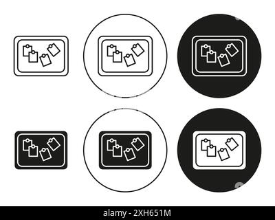 Notice board with notes icon Vector symbol or sign set collection in black and white outline Stock Vector