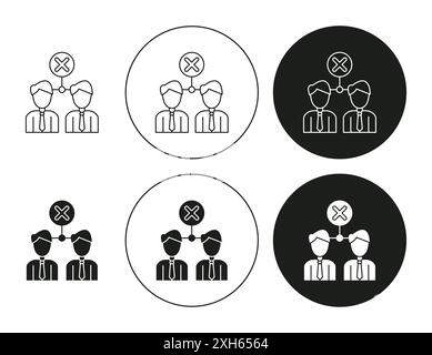 Disagreement icon Vector symbol or sign set collection in black and white outline Stock Vector