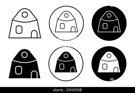 mud gut icon Vector symbol or sign set collection in black and white outline Stock Vector