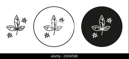 plant pests icon Vector symbol or sign set collection in black and white outline Stock Vector