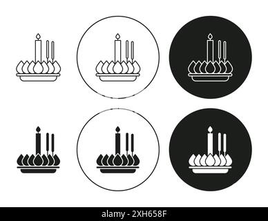 Loy krathong icon Vector symbol or sign set collection in black and white outline Stock Vector