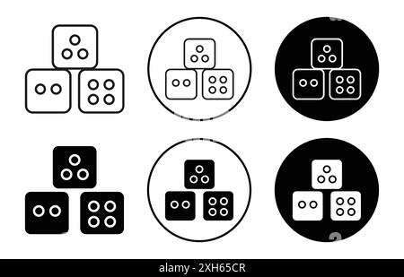 Ludo Dice icon Vector symbol or sign set collection in black and white outline Stock Vector