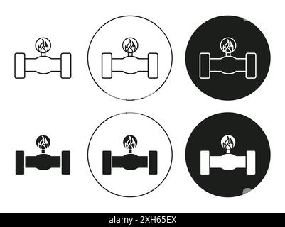 Gas pipe icon Vector symbol or sign set collection in black and white outline Stock Vector