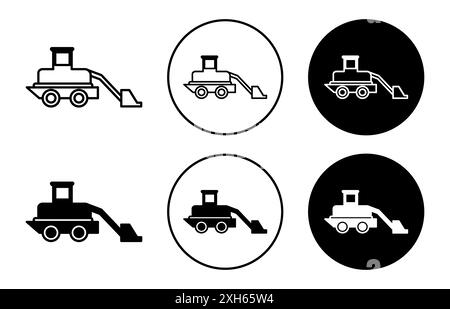 front loader truck icon Vector symbol or sign set collection in black and white outline Stock Vector