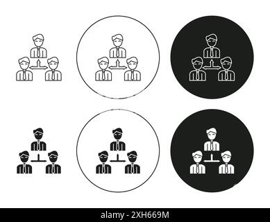 Third party icon Vector symbol or sign set collection in black and white outline Stock Vector