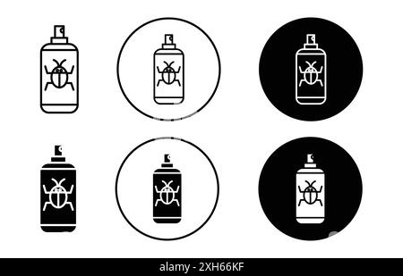 insecticide icon Vector symbol or sign set collection in black and white outline Stock Vector