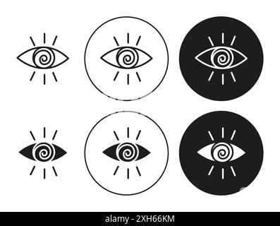 Hypnotic icon Vector symbol or sign set collection in black and white outline Stock Vector