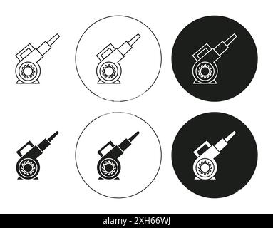 Leaf blower icon Vector symbol or sign set collection in black and white outline Stock Vector