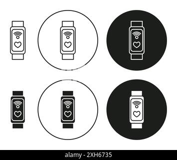 Smartband icon Vector symbol or sign set collection in black and white outline Stock Vector