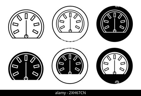 meter icon Vector symbol or sign set collection in black and white outline Stock Vector