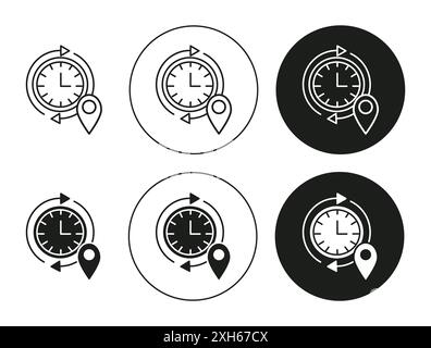 Time Travelling icon Vector symbol or sign set collection in black and white outline Stock Vector