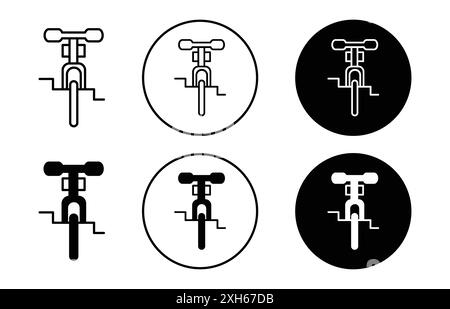 Unicycle icon Vector symbol or sign set collection in black and white outline Stock Vector