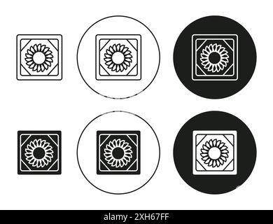 Tiles icon Vector symbol or sign set collection in black and white outline Stock Vector
