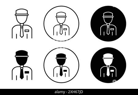 valet icon Vector symbol or sign set collection in black and white outline Stock Vector