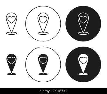 Wedding Location icon Vector symbol or sign set collection in black and white outline Stock Vector