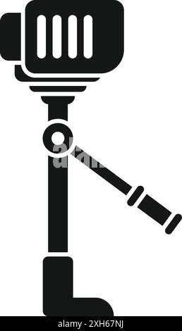 Professional microphone standing on a tripod, ready for recording a podcast or other audio content Stock Vector