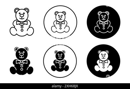 soft toy icon Vector symbol or sign set collection in black and white outline Stock Vector